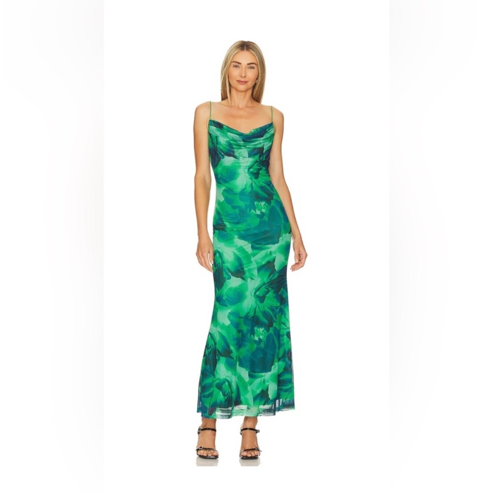Runaway the Label • green floral kapri slip dress sz XS - Picture 3 of 10